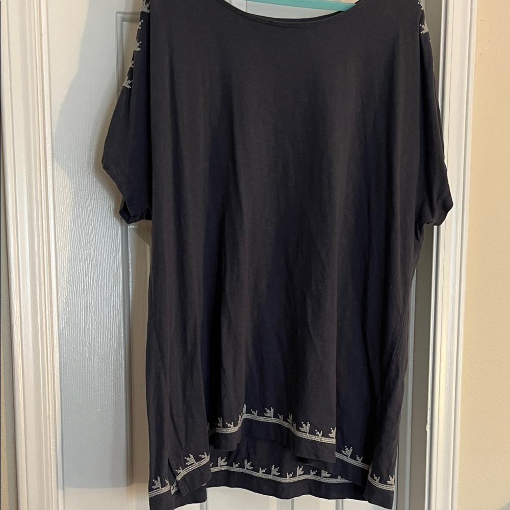 Dark Gray Top with Subtle Embroidered Detailing